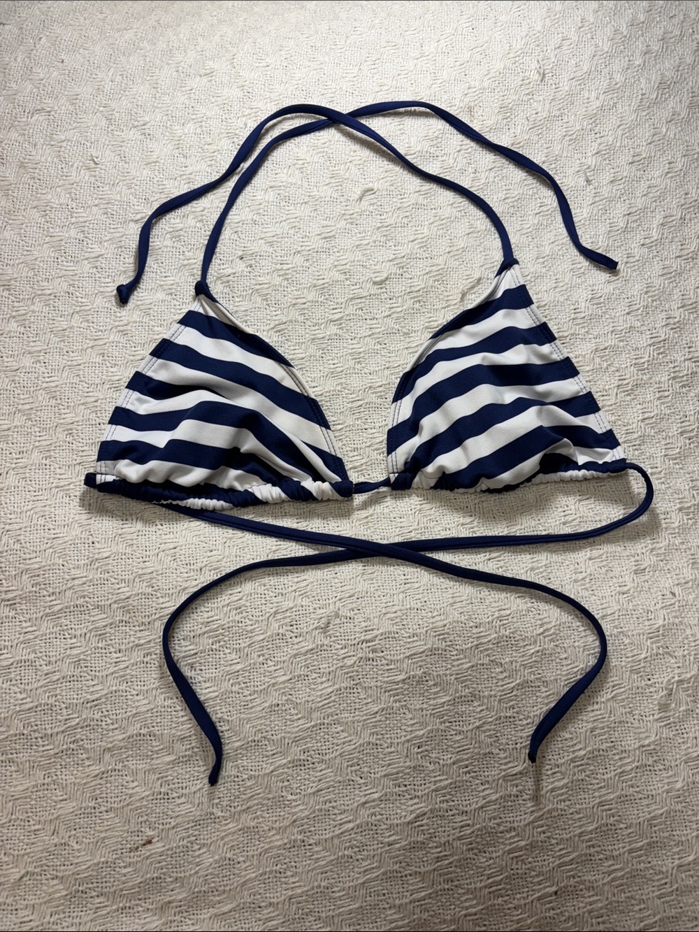 Mossimo white & blue striped bikini top Size L juniors